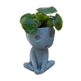 Luminous Face Planter Pot Head Flower Pot Cute Resin Succulent Planter Flowerpot with Drain Hole for House Office Decor