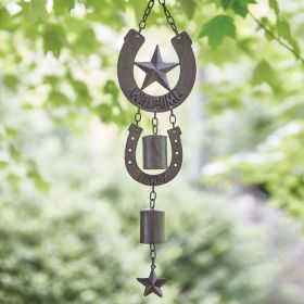 Western Horseshoe Wind Chime - Rustic Outdoor Decor with Cowboy Charm