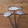 Fish Garden Picks Set of 3 - Decorative Outdoor Decor for Your Garden