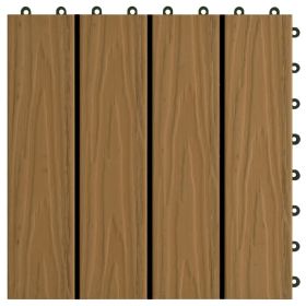 vidaXL 11 pcs Decking Tiles Deep Embossed WPC 30x30 cm 1 sqm Teak Colour