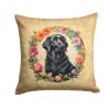 Flat-Coated Retriever and Flowers Throw Pillow Machine Washable, Indoor Outdoor Decorative Pillow for Couch, Bed or Patio, 14Hx14W