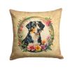 Appenzeller Sennenhund and Flowers Throw Pillow Machine Washable, Indoor Outdoor Decorative Pillow for Couch, Bed or Patio, 14Hx14W