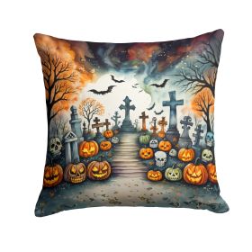 Day of the Dead Spooky Halloween Throw Pillow Machine Washable, Indoor Outdoor Decorative Pillow for Couch, Bed or Patio, 14Hx14W