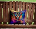 NEW Hippie Animal Lion Throw Pillow Machine Washable, Indoor Outdoor Decorative Pillow for Couch, Bed or Patio, 14Hx14W