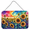 NEW Sunflowers in Color Wall or Door Hanging Prints Aluminum Metal Sign Kitchen Wall Bar Bathroom Plaque Home Decor, 8HX12W, Multicolor