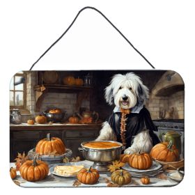 NEW Old English Sheepdog Fall Kitchen Pumpkins Wall or Door Hanging Prints Aluminum Metal Sign Kitchen Wall Bar Bathroom Plaque Home Decor, 8HX12W