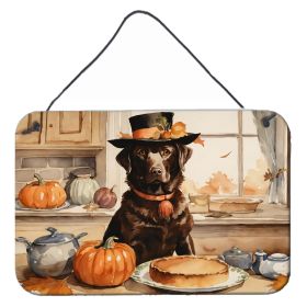 NEW Chocolate Lab Fall Kitchen Pumpkins Wall or Door Hanging Prints Aluminum Metal Sign Kitchen Wall Bar Bathroom Plaque Home Decor, 8HX12W