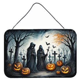 NEW The Grim Reaper Spooky Halloween Wall or Door Hanging Prints Aluminum Metal Sign Kitchen Wall Bar Bathroom Plaque Home Decor, 8HX12W, Multicolor