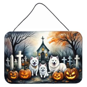 NEW American Eskimo Spooky Halloween Wall or Door Hanging Prints Aluminum Metal Sign Kitchen Wall Bar Bathroom Plaque Home Decor, 8HX12W, Multicolor