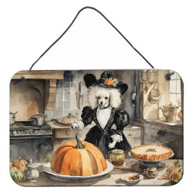 NEW Poodle Fall Kitchen Pumpkins Wall or Door Hanging Prints Aluminum Metal Sign Kitchen Wall Bar Bathroom Plaque Home Decor, 8HX12W, Multicolor