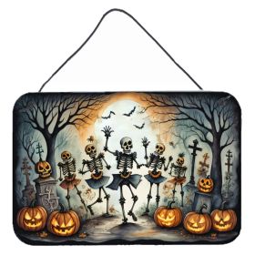 NEW Dancing Skeletons Spooky Halloween Wall or Door Hanging Prints Aluminum Metal Sign Kitchen Wall Bar Bathroom Plaque Home Decor, 8HX12W, Multicolor