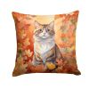 Chantilly Tiffany Cat in Fall Leaves Throw Pillow Machine Washable, Indoor Outdoor Decorative Pillow for Couch, Bed or Patio, 18Hx18W