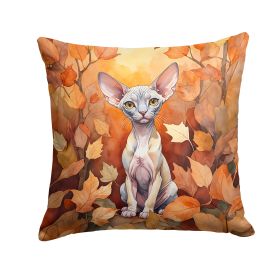 Minskin Cat in Fall Leaves Throw Pillow Machine Washable, Indoor Outdoor Decorative Pillow for Couch, Bed or Patio, 18Hx18W