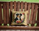 Appenzeller Sennenhund and Flowers Throw Pillow Machine Washable, Indoor Outdoor Decorative Pillow for Couch, Bed or Patio, 14Hx14W