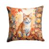 Ural Rex Cat in Fall Leaves Throw Pillow Machine Washable, Indoor Outdoor Decorative Pillow for Couch, Bed or Patio, 18Hx18W