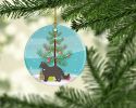 NEW York Chocolate Cat Christmas Ceramic Ornament Christmas Tree Hanging Decorations for Home Christmas Holiday, Party, Gift, 3 in, Multicolor