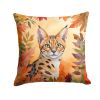 Serengeti Cat in Fall Leaves Throw Pillow Machine Washable, Indoor Outdoor Decorative Pillow for Couch, Bed or Patio, 14Hx14W