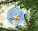 Merry Christmas Bloodhound Ceramic Ornament Christmas Tree Hanging Decorations for Home Christmas Holiday, Party, Gift, 3 in, Multicolor