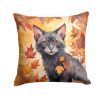 Lykoi Cat in Fall Leaves Throw Pillow Machine Washable, Indoor Outdoor Decorative Pillow for Couch, Bed or Patio, 18Hx18W