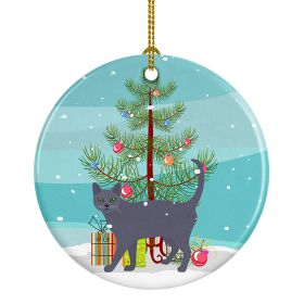 NEW Korat Cat Christmas Ceramic Ornament Christmas Tree Hanging Decorations for Home Christmas Holiday, Party, Gift, 3 in, Multicolor