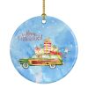 Merry Christmas Golden Retriever Ceramic Ornament Christmas Tree Hanging Decorations for Home Christmas Holiday, Party, Gift, 3 in, Multicolor