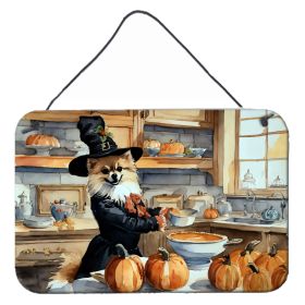 NEW Pomeranian Fall Kitchen Pumpkins Wall or Door Hanging Prints Aluminum Metal Sign Kitchen Wall Bar Bathroom Plaque Home Decor, 8HX12W, Multicolor