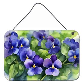 NEW Rhode Island Violets in Watercolor Wall or Door Hanging Prints Aluminum Metal Sign Kitchen Wall Bar Bathroom Plaque Home Decor, 8HX12W, Multicolor