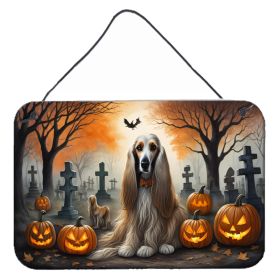 NEW Afghan Hound Spooky Halloween Wall or Door Hanging Prints Aluminum Metal Sign Kitchen Wall Bar Bathroom Plaque Home Decor, 8HX12W, Multicolor