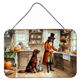 NEW Irish Setter Fall Kitchen Pumpkins Wall or Door Hanging Prints Aluminum Metal Sign Kitchen Wall Bar Bathroom Plaque Home Decor, 8HX12W, Multicolor