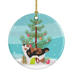 NEW Cymric Cat Christmas Ceramic Ornament Christmas Tree Hanging Decorations for Home Christmas Holiday, Party, Gift, 3 in, Multicolor