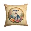 Italian Greyhound and Flowers Throw Pillow Machine Washable, Indoor Outdoor Decorative Pillow for Couch, Bed or Patio, 14Hx14W