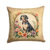 American English Coonhound and Flowers Throw Pillow Machine Washable, Indoor Outdoor Decorative Pillow for Couch, Bed or Patio, 14Hx14W