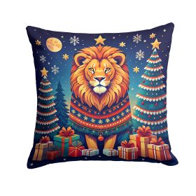 Lion Christmas Throw Pillow Machine Washable, Indoor Outdoor Decorative Pillow for Couch, Bed or Patio, 14Hx14W