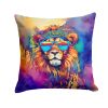 NEW Hippie Animal Lion Throw Pillow Machine Washable, Indoor Outdoor Decorative Pillow for Couch, Bed or Patio, 14Hx14W