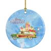 Merry Christmas Bloodhound Ceramic Ornament Christmas Tree Hanging Decorations for Home Christmas Holiday, Party, Gift, 3 in, Multicolor