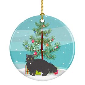 NEW Black Persian Traditional Cat Christmas Ceramic Ornament Christmas Tree Hanging Decorations for Home Christmas Holiday, Party, Gift, 3 in