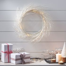 24 Inch Paper Wreath With LED Light (Color: White)