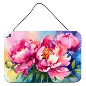 NEW Peonies in Watercolor Wall or Door Hanging Prints Aluminum Metal Sign Kitchen Wall Bar Bathroom Plaque Home Decor, 8HX12W, Multicolor (Default: Default)