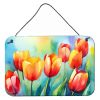 NEW Tulips in Watercolor Wall or Door Hanging Prints Aluminum Metal Sign Kitchen Wall Bar Bathroom Plaque Home Decor, 8HX12W, Multicolor