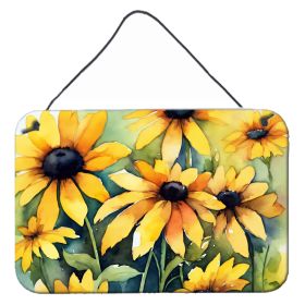 NEW Maryland Black-Eyed Susans in Watercolor Wall or Door Hanging Prints Aluminum Metal Sign Kitchen Wall Bar Bathroom Plaque Home Decor, 8HX12W (Default: Default)