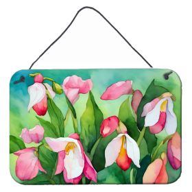 NEW Minnesota Pink and White Lady s Slippers in Watercolor Wall or Door Hanging Prints Aluminum Metal Sign Kitchen Wall Bar Bathroom Plaque Home Decor (Default: Default)