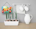 NEW Tulips in Watercolor Wall or Door Hanging Prints Aluminum Metal Sign Kitchen Wall Bar Bathroom Plaque Home Decor, 8HX12W, Multicolor