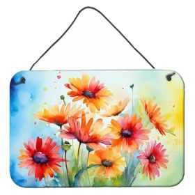 NEW Gerbera Daisies in Watercolor Wall or Door Hanging Prints Aluminum Metal Sign Kitchen Wall Bar Bathroom Plaque Home Decor, 8HX12W, Multicolor (Default: Default)