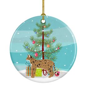 NEW Savannah Cat Christmas Ceramic Ornament Christmas Tree Hanging Decorations for Home Christmas Holiday, Party, Gift, 3 in, Multicolor (Default: Default)