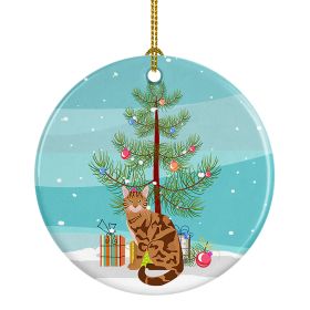 NEW Bengal Cat Christmas Ceramic Ornament Christmas Tree Hanging Decorations for Home Christmas Holiday, Party, Gift, 3 in, Multicolor (Default: Default)