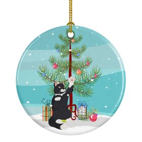 NEW American Polydactyl Cat Christmas Ceramic Ornament Christmas Tree Hanging Decorations for Home Christmas Holiday, Party, Gift, 3 in, Multicolor (Default: Default)