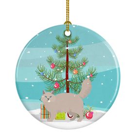 NEW Siberian Forest Cat Christmas Ceramic Ornament Christmas Tree Hanging Decorations for Home Christmas Holiday, Party, Gift, 3 in, Multicolor (Default: Default)